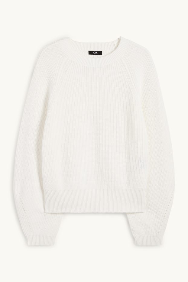 Women - Jumper - ribbed - white