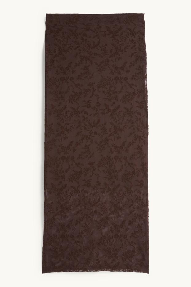 Femmes - Jupe en maille-filet - à fleurs - marron foncé