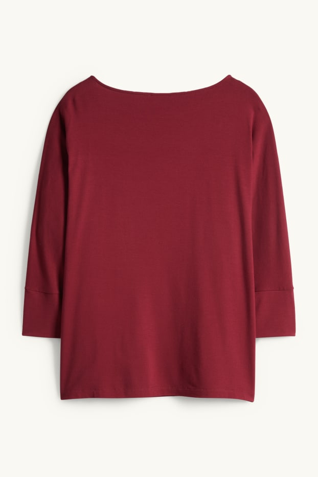 Damen - Langarmshirt - Regular Fit - dunkelrot