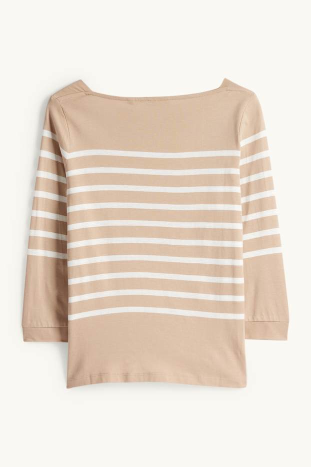 Femei - Tricou cu mânecă lungă - regular fit - alb / bej