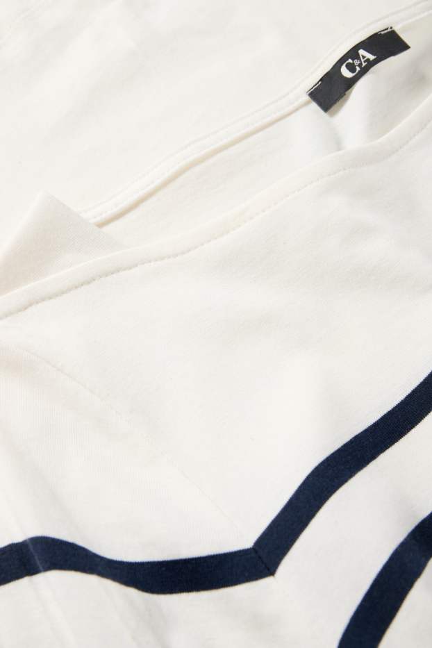 Women - Long sleeve top - regular fit - dark blue / creme white