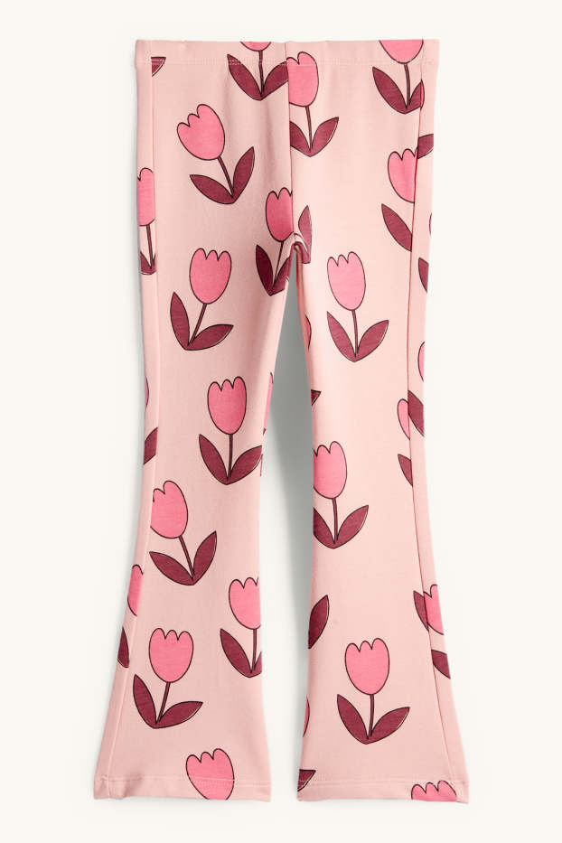 Enfants filles - Tulipes - flared legging - rose / rose pâle