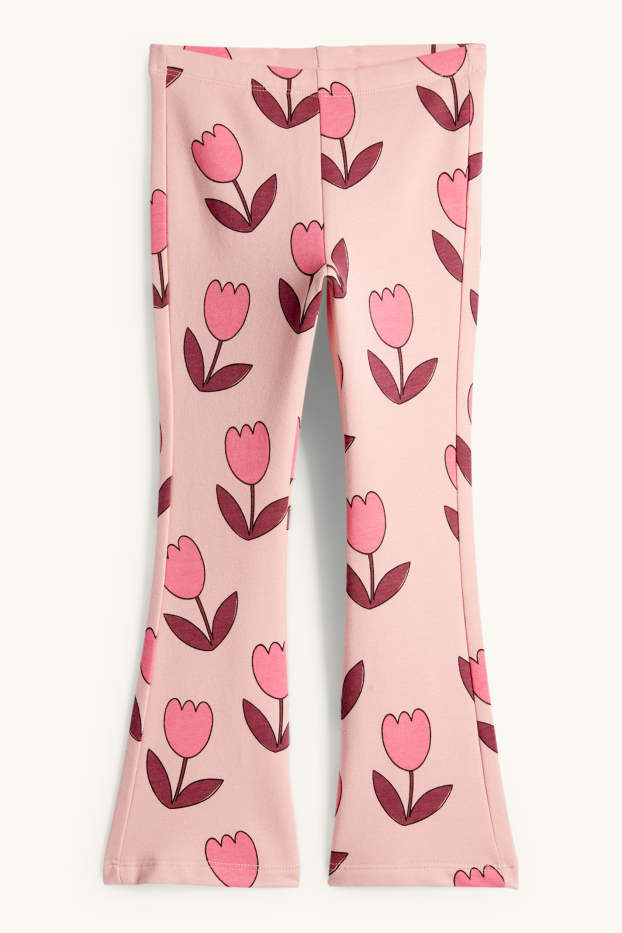 Enfants filles - Tulipes - flared legging - rose / rose pâle