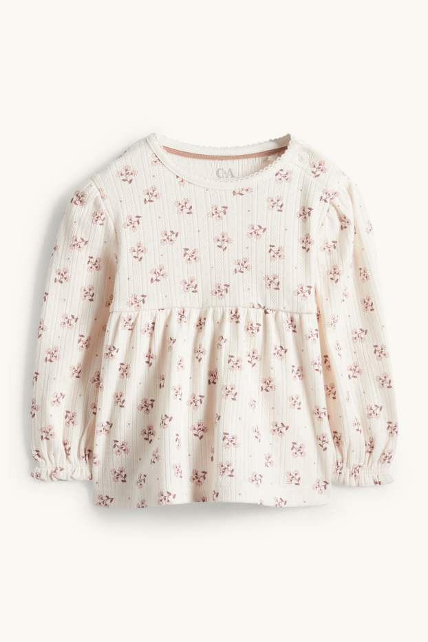 Baby Mädchen - Blümchen - Baby-Outfit - 3 teilig - hellbraun