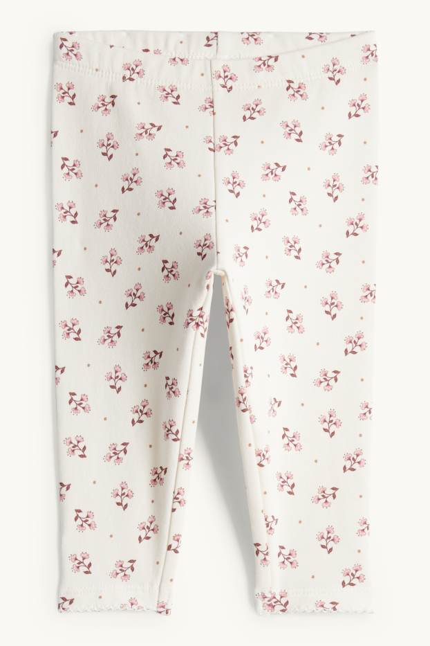 Bebeluși - fete - Floricele - compleu bebeluși, cu aplicații croșetate - 2 piese - bej deschis