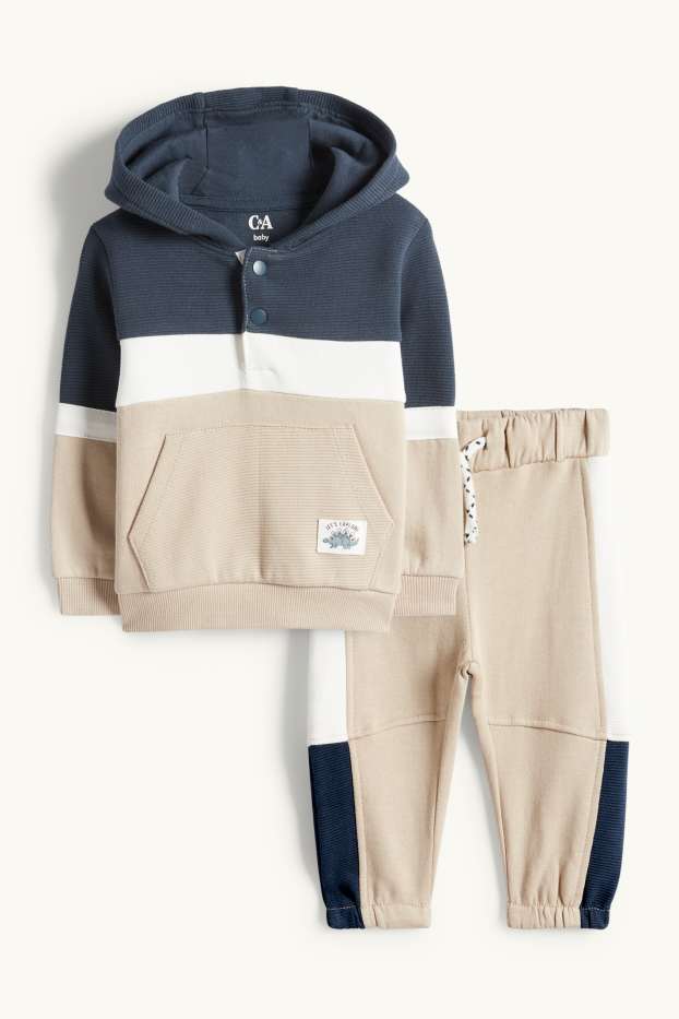 Miminka - chlapci - Dinosaurus - outfit pro miminka - 2dílný - béžová/modrá