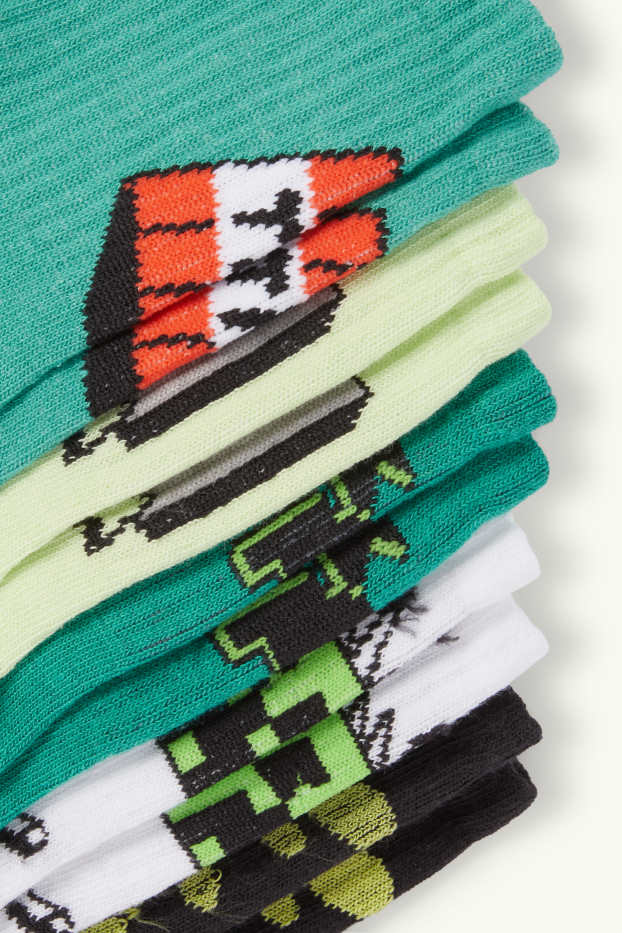 Enfants garçons - Lot de 5 paires - Minecraft - chaussettes à motif - noir