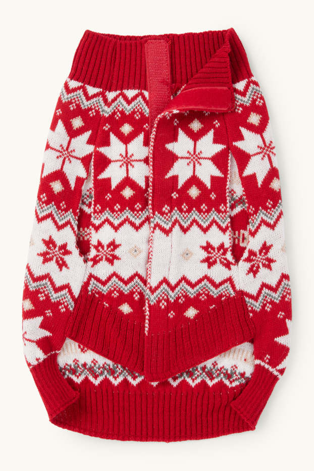 Unisex - Mini Me - dog Christmas cape - patterned - red