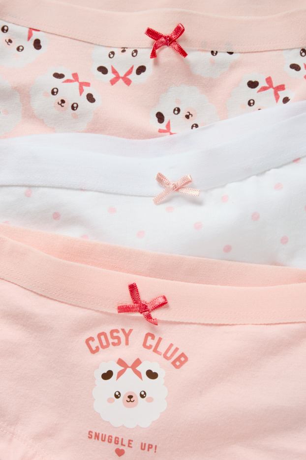 Děti - dívky - Multipack 3 ks - pudli - boxerky - růžová