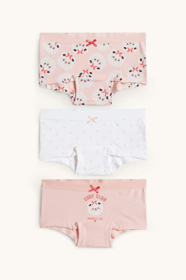 Děti - dívky - Multipack 3 ks - pudli - boxerky - růžová