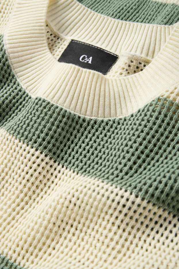 Hommes - Pull - à rayures - beige / vert