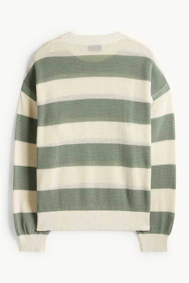 Hommes - Pull - à rayures - beige / vert