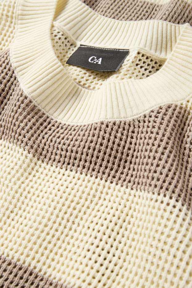 Men - Jumper - striped - light beige