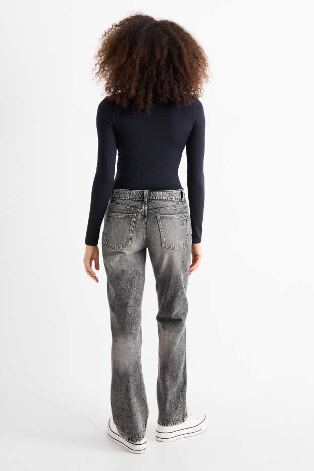 Damen - Straight Jeans - Low Waist - dunkeljeansgrau