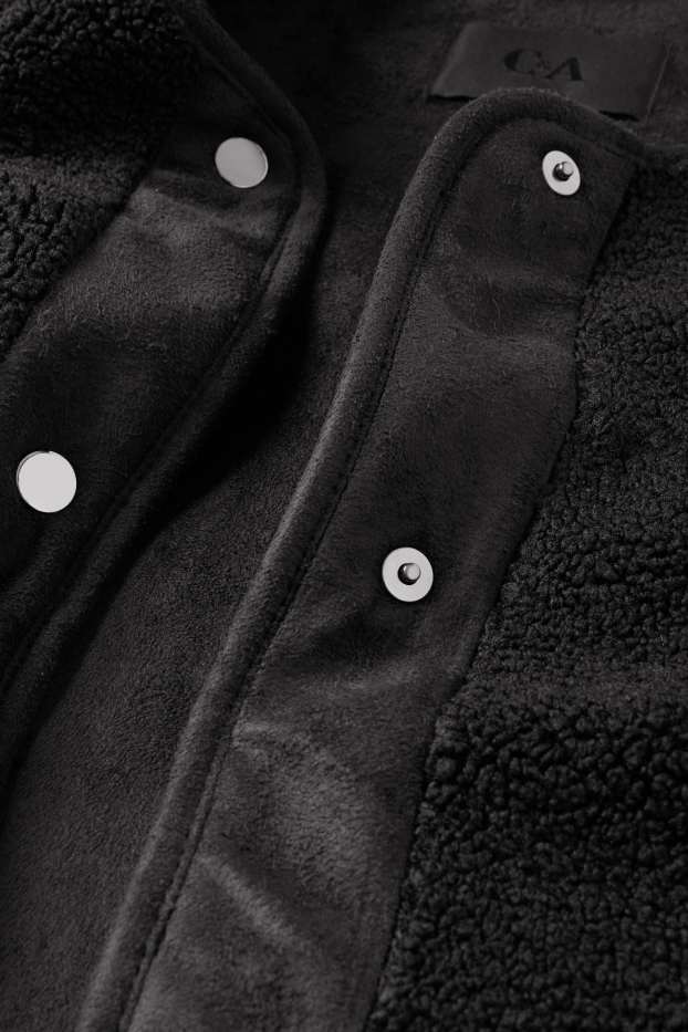 Donna - Giacca effetto peluche - nero