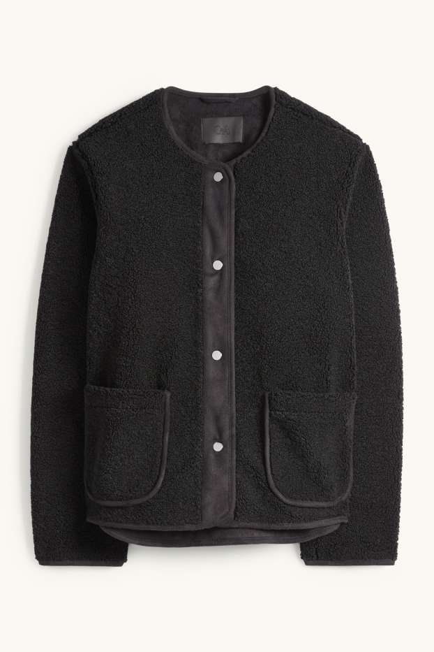 Donna - Giacca effetto peluche - nero