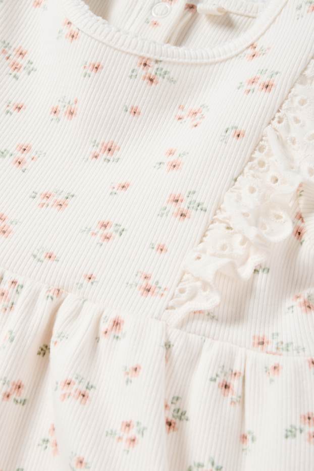 Bébés filles - Petites fleurs - robe pour bébé - broderie anglaise - 2 pièces - blanc crème