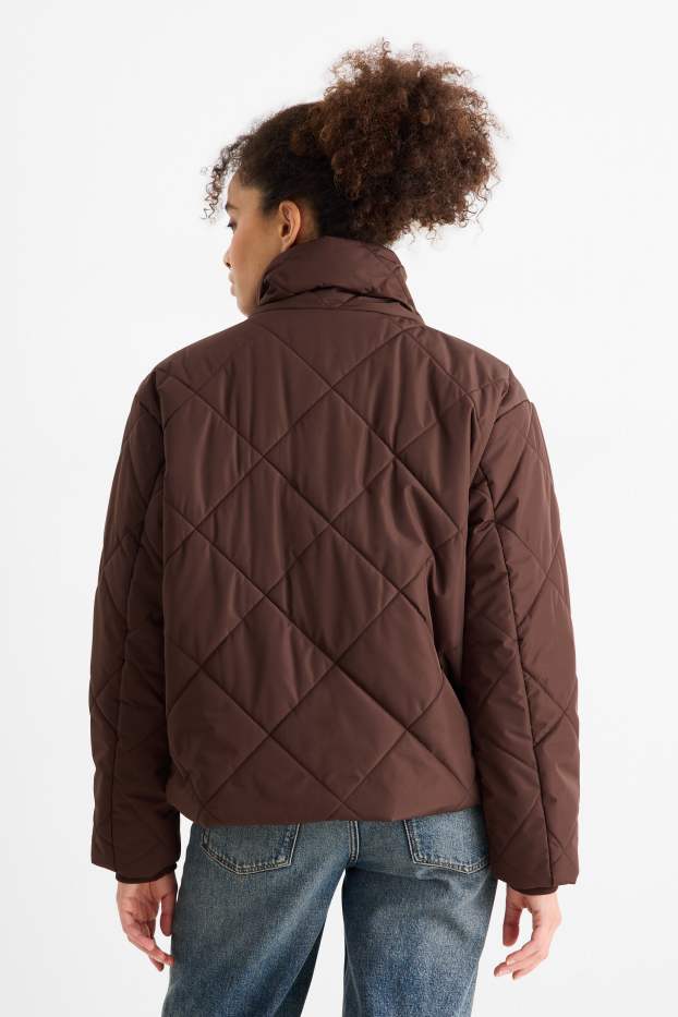 Women - Quilted jacket - dark brown