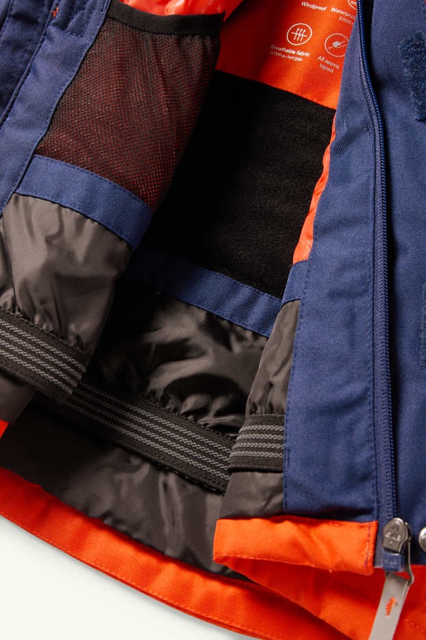 Enfants garçons - Veste de ski à capuche - imperméable - orange