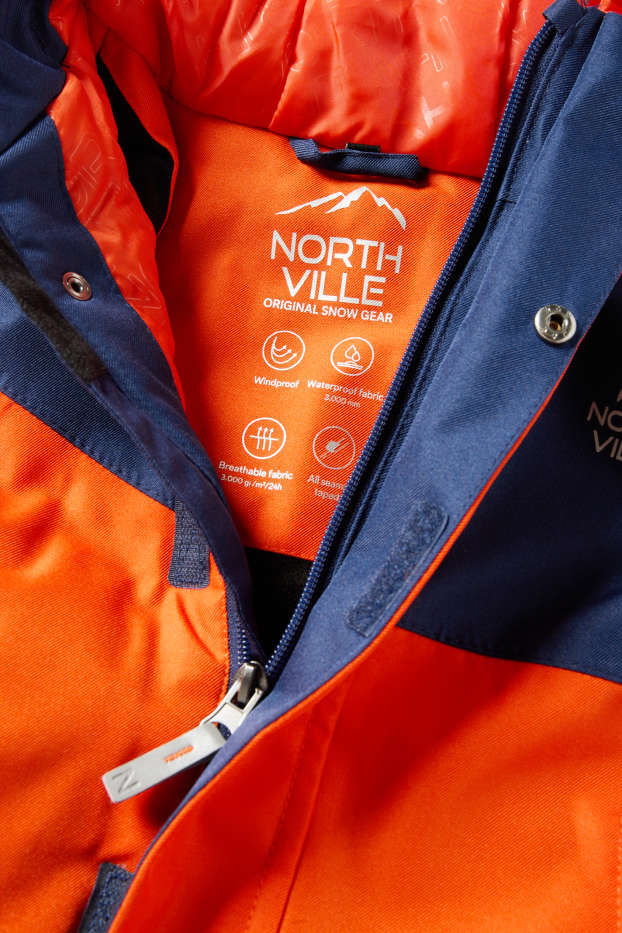 Enfants garçons - Veste de ski à capuche - imperméable - orange