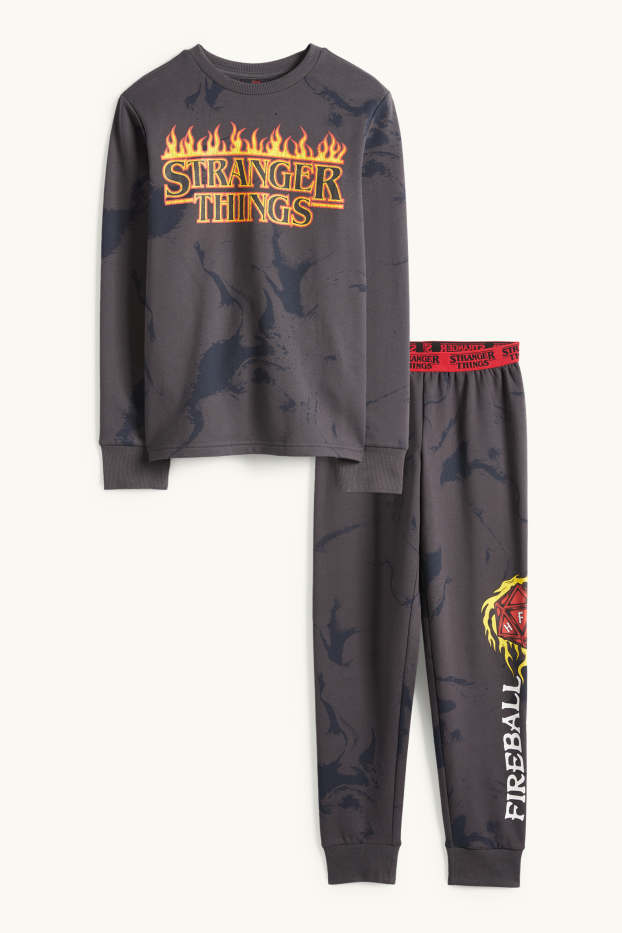 Bambini - Stranger Things - pigiama - 2 pezzi - fantasia - grigio scuro