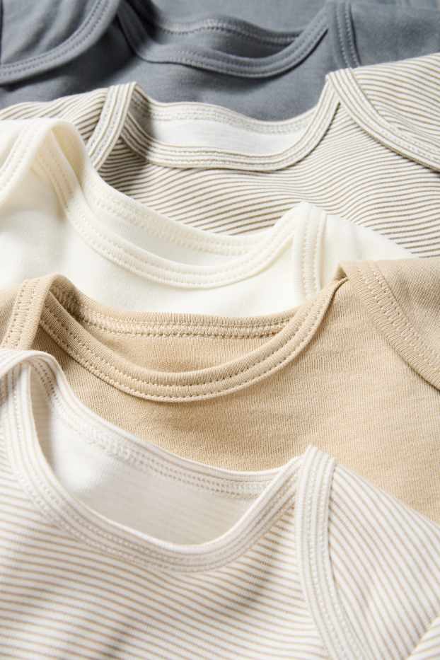 Unisex - Multipack 5er - Baby-Body - weiß / beige
