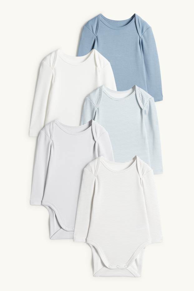 Bébés garçons - Lot de 5 - bodys bébé - blanc / bleu clair