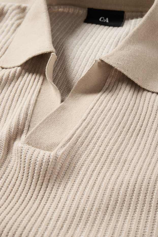 Herren - Pullover - gerippt - hellbeige