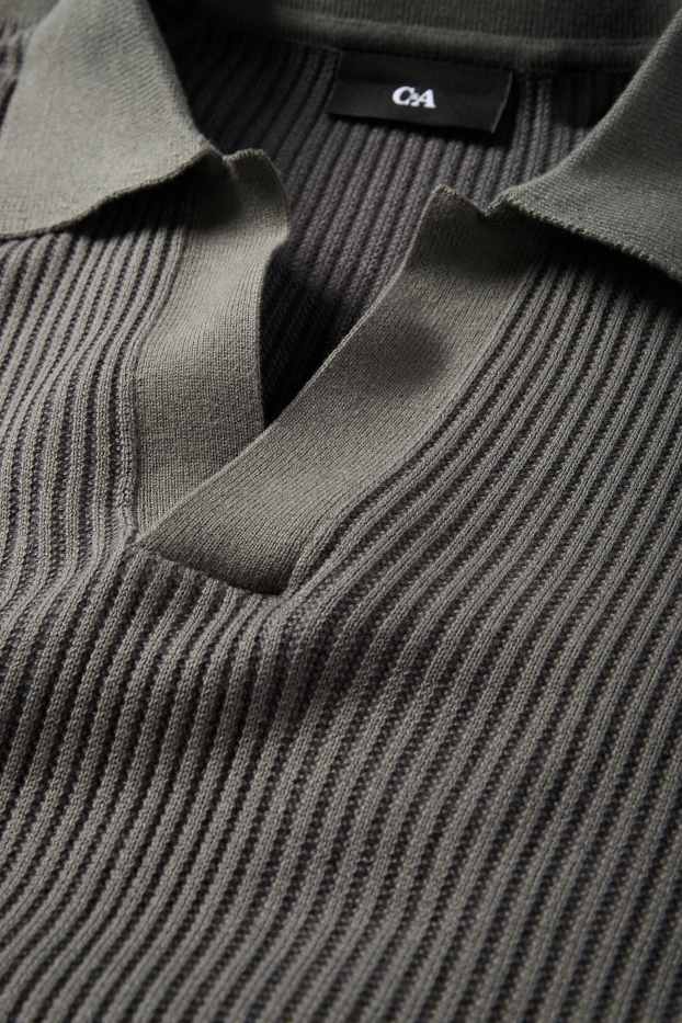 Herren - Pullover - gerippt - dunkelgrün