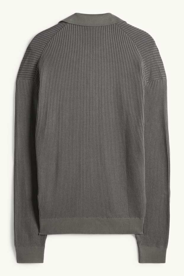 Herren - Pullover - gerippt - dunkelgrün