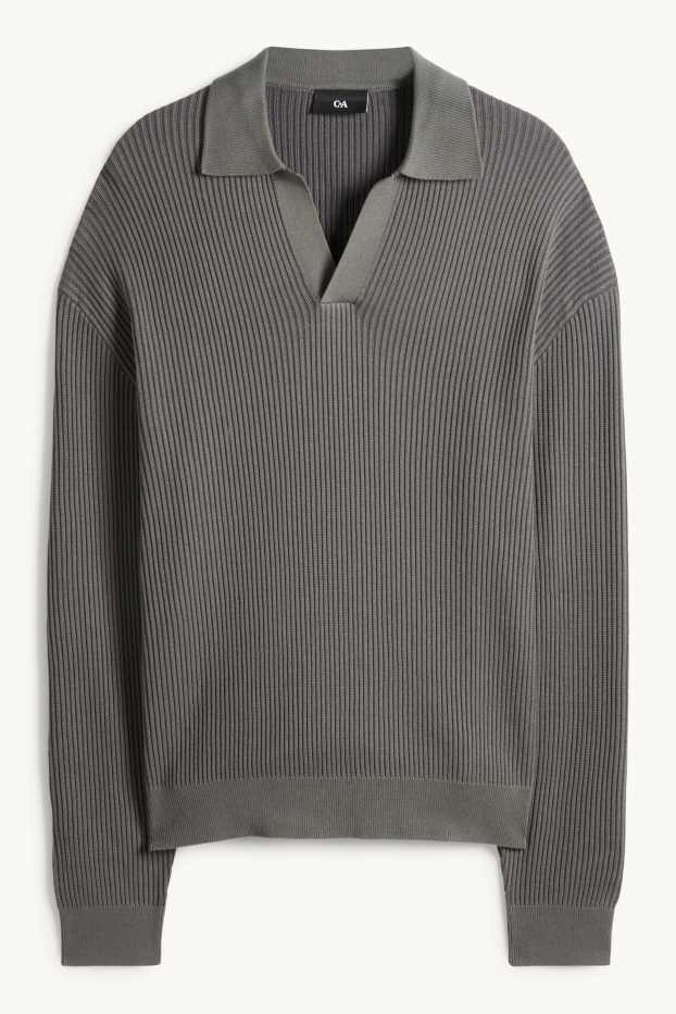 Herren - Pullover - gerippt - dunkelgrün