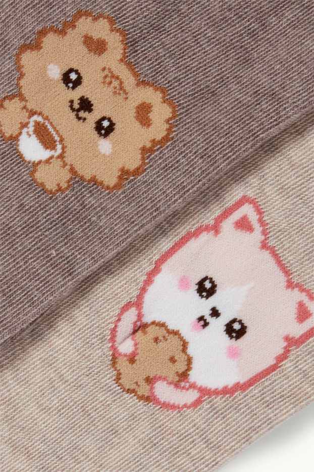 Kinder Mädchen - Multipack 2er - Kawaii - Strumpfhose - beige