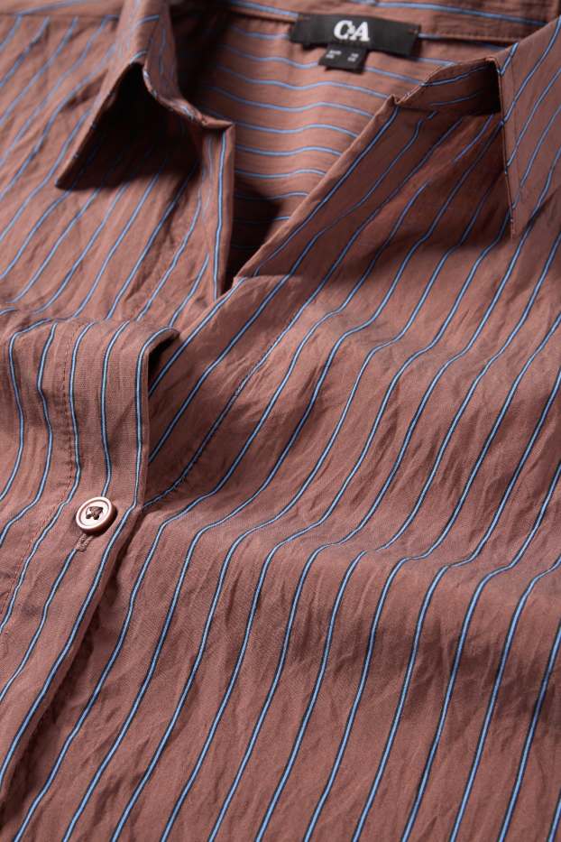 Dames - Blouse - gestreept - bruin / blauw