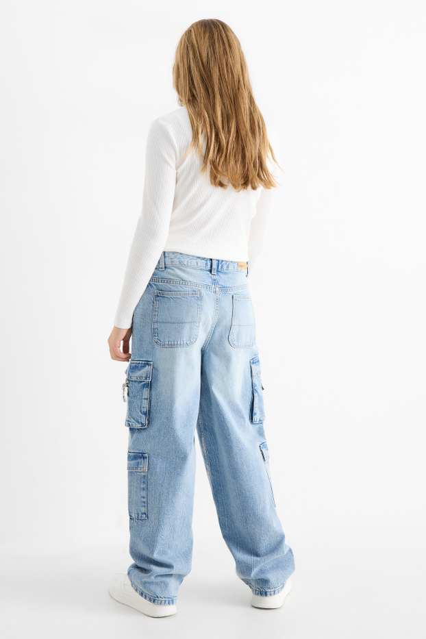 Enfants filles - Cargo jean - jean bleu clair
