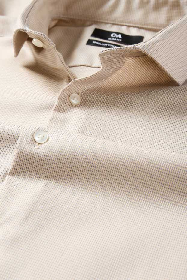 Home - Camisa formal - slim fit - cutaway - fàcil de planxar - beix/blau