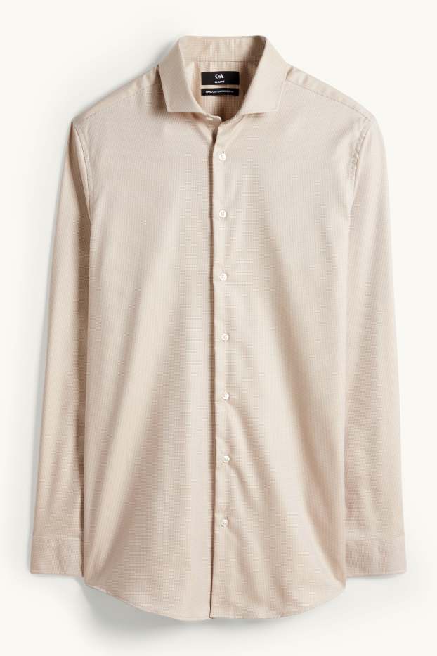 Home - Camisa formal - slim fit - cutaway - fàcil de planxar - beix/blau