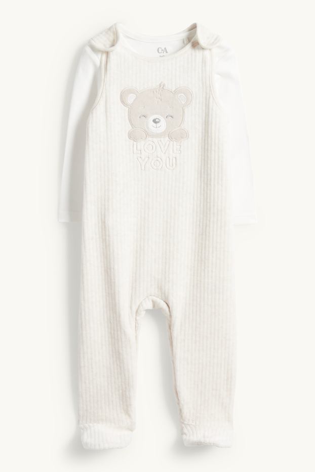 Unisex - Orsetto - set con tutina - 2 pezzi - bianco crema