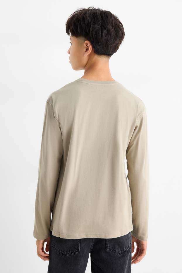 Kinderen: jongens - Set van 3 - skater en gaming - longsleeve - beige / blauw
