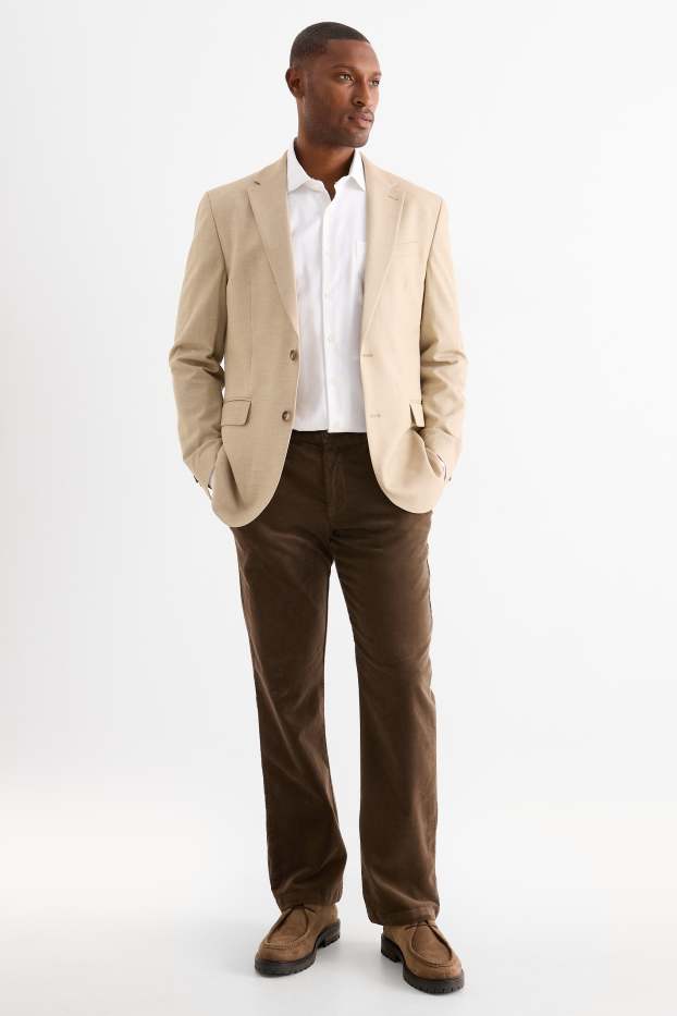 Hommes - Chino - regular fit - finition texturée - marron foncé