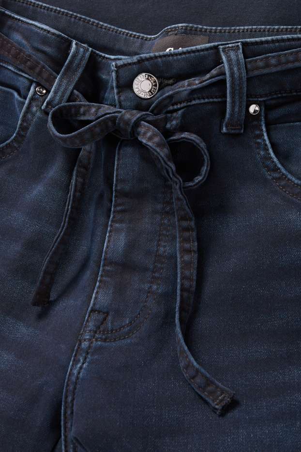 Women - +Wide leg jeans - mid-rise waist - LYCRA® - denim-dark blue