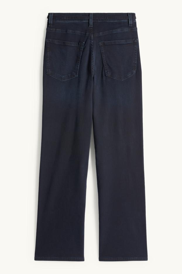 Women - +Wide leg jeans - mid-rise waist - LYCRA® - denim-dark blue