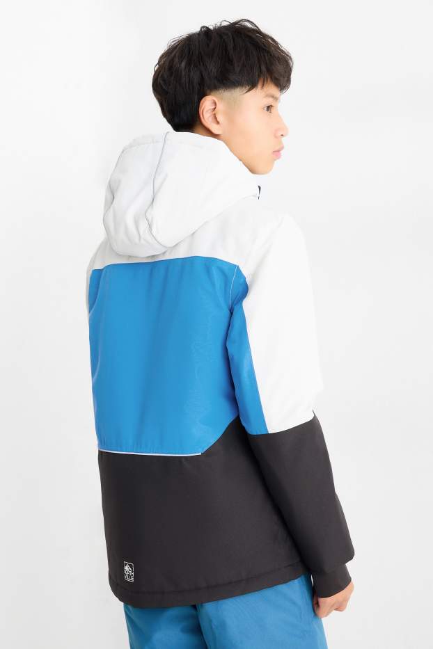 Dzieci chłopcy - Kurtka narciarska z kapturem - hydrofobowa - niebieski