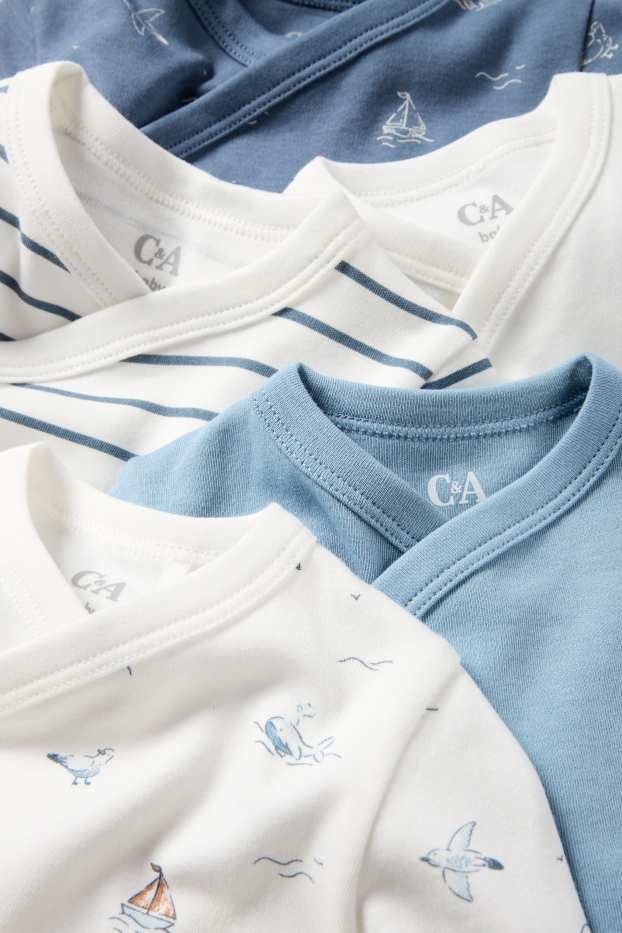 Baby Boys - Multipack of 5 - sea - baby wrapover bodysuit - blue / white