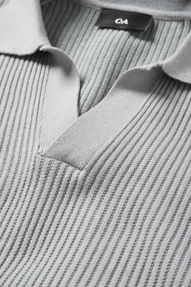 Herren - Pullover - gerippt - hellgrau