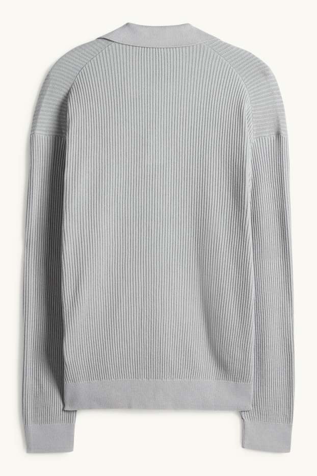 Herren - Pullover - gerippt - hellgrau