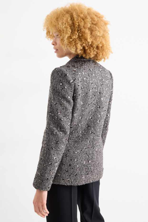 Dona - Blazer de bucle - regular fit - efecte brillant - platejat