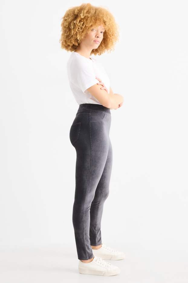 Dames - Legging van corduroy - donkergrijs
