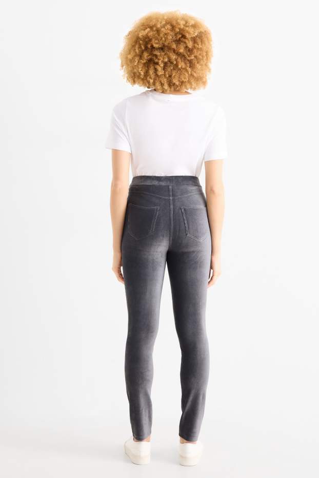 Dames - Legging van corduroy - donkergrijs