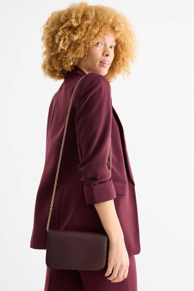 Dámské - Taška přes rameno s odnímatelným popruhem - imitace kůže - bordeaux