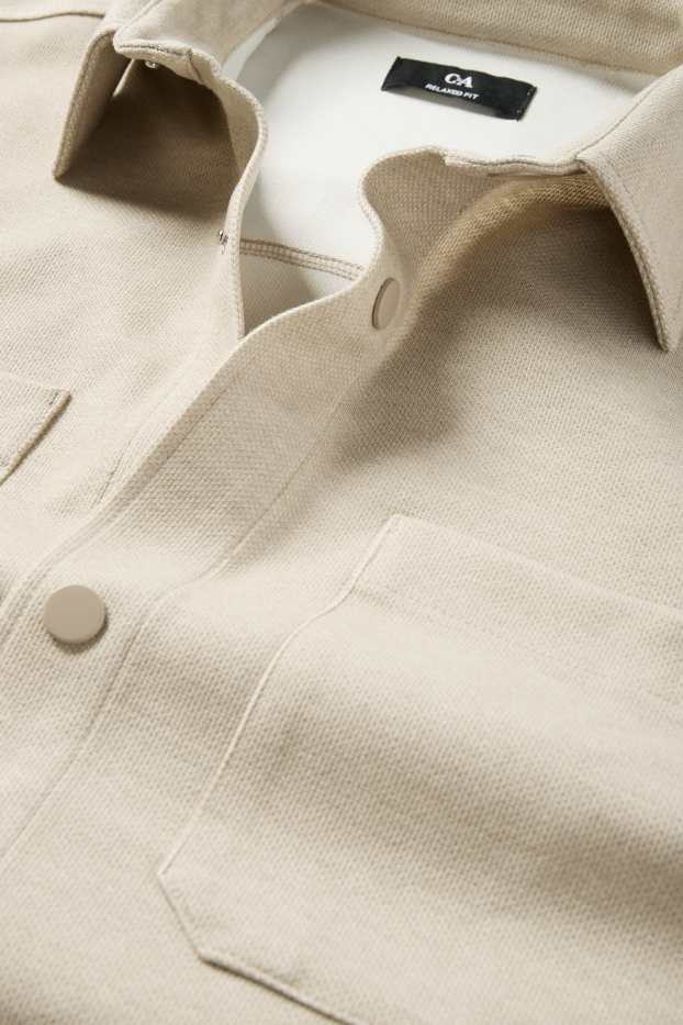 Uomo - Giacca a camicia - relaxed fit - collo all'italiana - beige chiaro